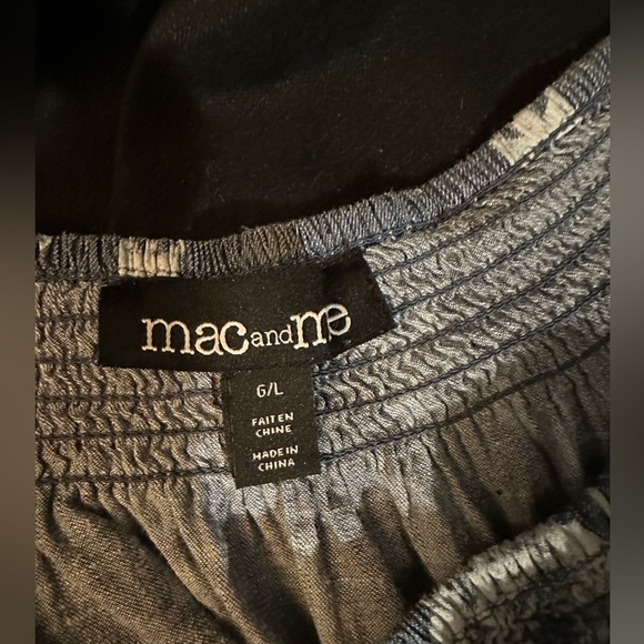 Mac & Me  Chambray denim roses Aztec off the shoulder shirt, Size L - Picture 7 of 7